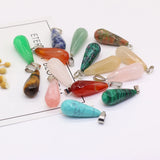 6pcs Faceted Water Drop Jade Rose Quartz Stone Pendant Jewelry