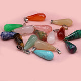 6pcs Faceted Water Drop Jade Rose Quartz Stone Pendant Jewelry