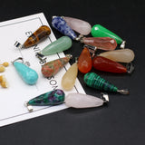 6pcs Faceted Water Drop Jade Rose Quartz Stone Pendant Jewelry