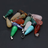 6pcs Faceted Water Drop Jade Rose Quartz Stone Pendant Jewelry