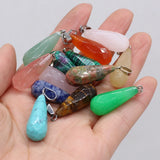 6pcs Faceted Water Drop Jade Rose Quartz Stone Pendant Jewelry