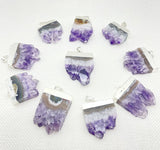 6pcs Natural Amethyst Druzy Pendant for DIY Jewelry Making