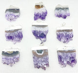 6pcs Natural Amethyst Druzy Pendant for DIY Jewelry Making