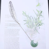 6pcs Moon Crystal Feather Charms Pendant Bookmark Clear Quartz Gemstone