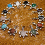 6pcs Agates Turtle Necklace Pendants Lucky Amulet Quartz Crystal Charm