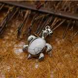 6pcs Agates Turtle Necklace Pendants Lucky Amulet Quartz Crystal Charm