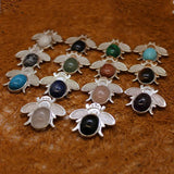 6pcs Aventurine Beetle Pendant Necklace Mixed Clr Meditation Crystal Charm