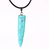 6pcs Green Turquoise Stone Pointed Crystal Pendants