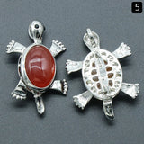 6pcs Natural Stone Turtle Brooch Pendant DIY Jewelry
