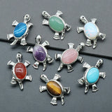 6pcs Natural Stone Turtle Brooch Pendant DIY Jewelry