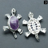 6pcs Natural Stone Turtle Brooch Pendant DIY Jewelry