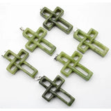 6pcs Natural Stone Hand Carved Cross Pendant DIY Necklace Jewelry
