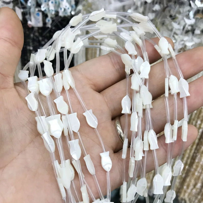 6pcs Shell Beads Fish Shape Mother of Pearl Beads For DIY Necklace Earring