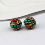 6pcs Nepal Pass-through Beads Loose Drum Beads Ethnic Jewelry Diy