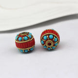 6pcs Nepal Pass-through Beads Loose Drum Beads Ethnic Jewelry Diy