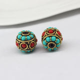6pcs Nepal Pass-through Beads Loose Drum Beads Ethnic Jewelry Diy