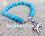 6pcs Retro Silver Plated Horse Pendant Howlite Bead Bracelet Adjustable