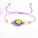 Enamel Eye Smiley Bracelet with Pearl Charm