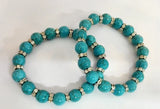 6pcs Classic Stone Howlite Bracelet with Rhinestone Wheel, Birthday Gift Charm