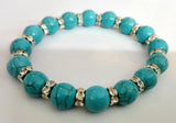 6pcs Classic Stone Howlite Bracelet with Rhinestone Wheel, Birthday Gift Charm