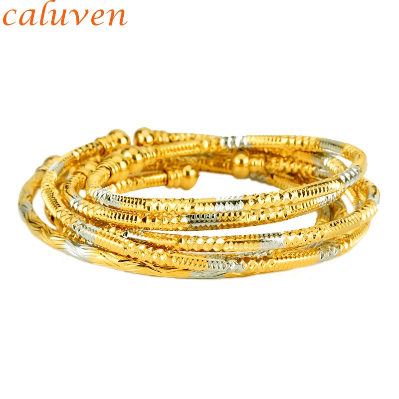6pcs Ethiopian Two-Tones Ball Bangle&Bracelet Beads Dubai Bangles