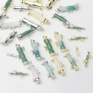 6pcs Jade Inlaid Bamboo Charm for DIY Jewelry Making