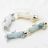 6pcs Jade Inlaid Bamboo Charm for DIY Jewelry Making