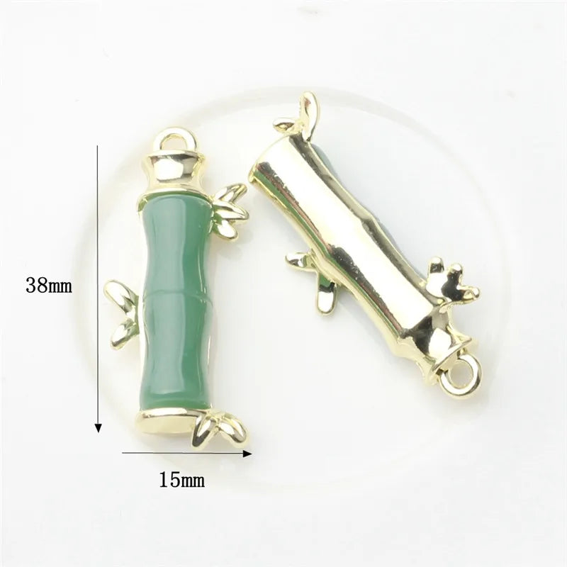 6pcs Jade Inlaid Bamboo Charm for DIY Jewelry Making