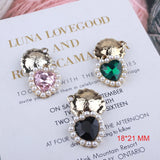 6pcs Pearl Love Drill Charms Metal Pendants Heart Gems DIY Earring Jewelry YZ261