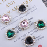 6pcs Pearl Love Drill Charms Metal Pendants Heart Gems DIY Earring Jewelry YZ261