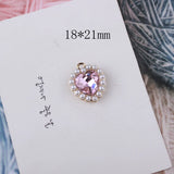 6pcs Pearl Love Drill Charms Metal Pendants Heart Gems DIY Earring Jewelry YZ261