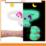 6pcs PVC Luminous Unicorn Bracelets Silicone Wristband Cuff Bangles
