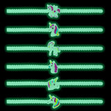 6pcs PVC Luminous Unicorn Bracelets Silicone Wristband Cuff Bangles
