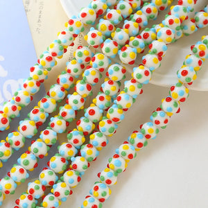 6pcs Polka Dot Ceramic Loose Beads DIY Jewelry Bracelet Material