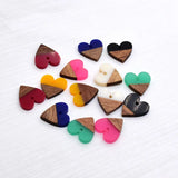 6pcs Pink Heart Love Wood Resin Charms Earring Bracelet Pendant
