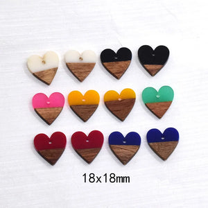 6pcs Pink Heart Love Wood Resin Charms Earring Bracelet Pendant