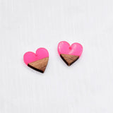 6pcs Pink Heart Love Wood Resin Charms Earring Bracelet Pendant