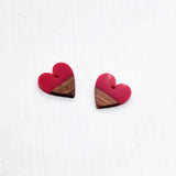 6pcs Pink Heart Love Wood Resin Charms Earring Bracelet Pendant