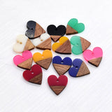 6pcs Pink Heart Love Wood Resin Charms Earring Bracelet Pendant