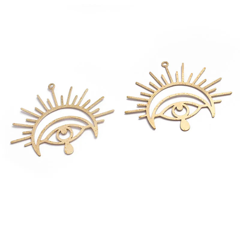 6pcs Raw Brass 49x41mm Large Eye Charm Pendant Earrings Charms