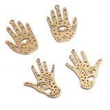 6pcs Raw Brass Eye Hamsa Palm Hand Charm Pendant DIY Jewelry Findings