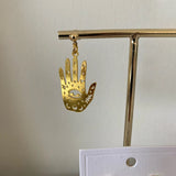 6pcs Raw Brass Eye Hamsa Palm Hand Charm Pendant DIY Jewelry Findings