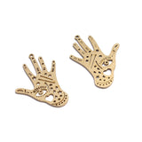 6pcs Raw Brass Eye Hamsa Palm Hand Charm Pendant DIY Jewelry Findings