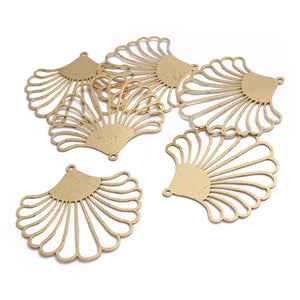 6pcs Raw Brass Large Hollow Leaf Charm Pendant for DIY Earrings