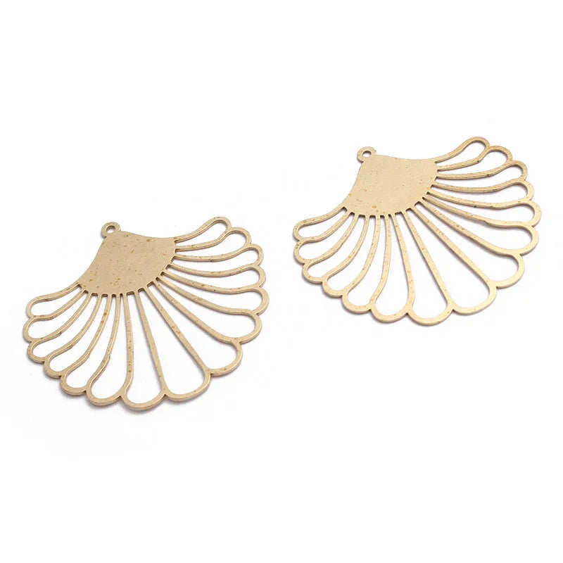 6pcs Raw Brass Large Hollow Leaf Charm Pendant for DIY Earrings