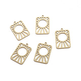 6pcs Raw Brass Rectangle Frame Charm Pendant for DIY Jewelry Making