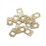 6pcs Raw Brass Rectangle Frame Charm Pendant for DIY Jewelry Making