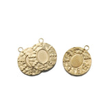 6pcs Raw Brass Round Hammered Charms Pendant For Jewelry Making