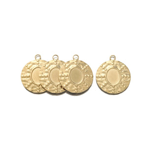 6pcs Raw Brass Round Hammered Charms Pendant For Jewelry Making