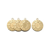 6pcs Raw Brass Round Hammered Charms Pendant For Jewelry Making